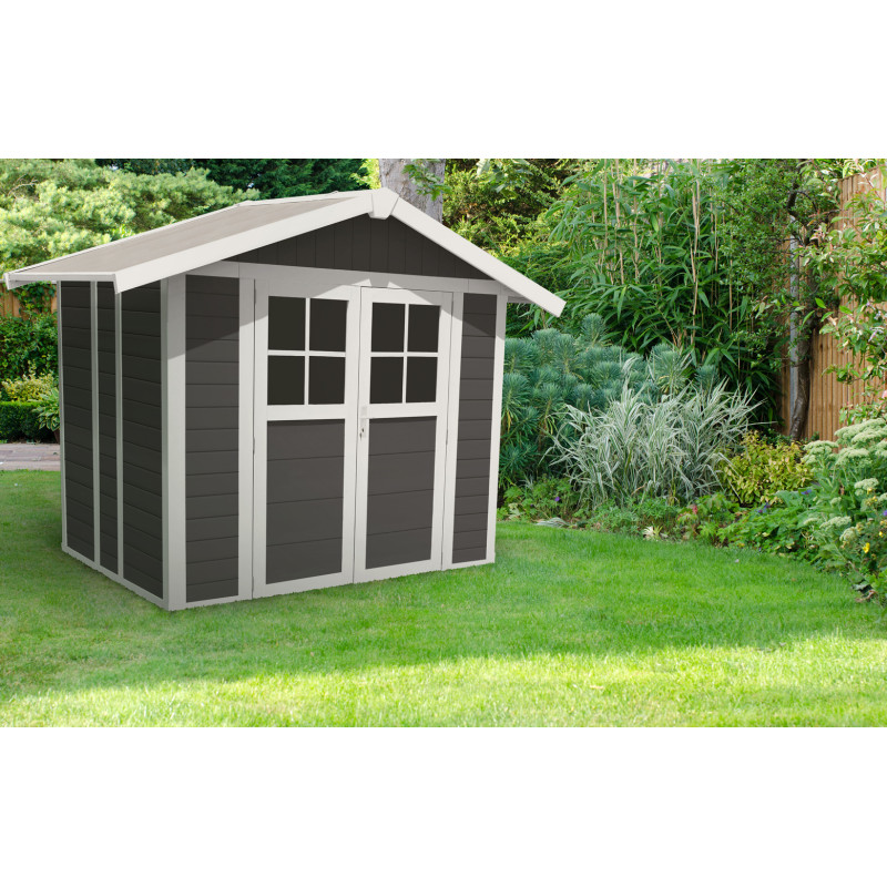 Abri de jardin en PVC gris foncé 2,42 x 2,02 x 2,36 m GROSFILLEX Abri de jardin en PVC gris foncé 2,42 x 2,02 x 2,36 m GROSFILLEX