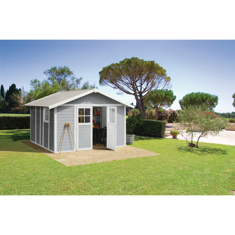 Abri de jardin en PVC gris clair 3,15 x 3,56 x 2,5 m GROSFILLEX Abri de jardin en PVC gris clair 3,15 x 3,56 x 2,5 m GROSFILLEX