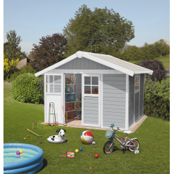 Abri de jardin en PVC gris clair 3,15 x 2,39 x 2,5 m GROSFILLEX Abri de jardin en PVC gris clair 3,15 x 2,39 x 2,5 m GROSFILLEX