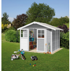 Abri de jardin en PVC gris clair 2,42 x 2,02 x 2,36 m GROSFILLEX Abri de jardin en PVC gris clair 2,42 x 2,02 x 2,36 m GROSFILLEX