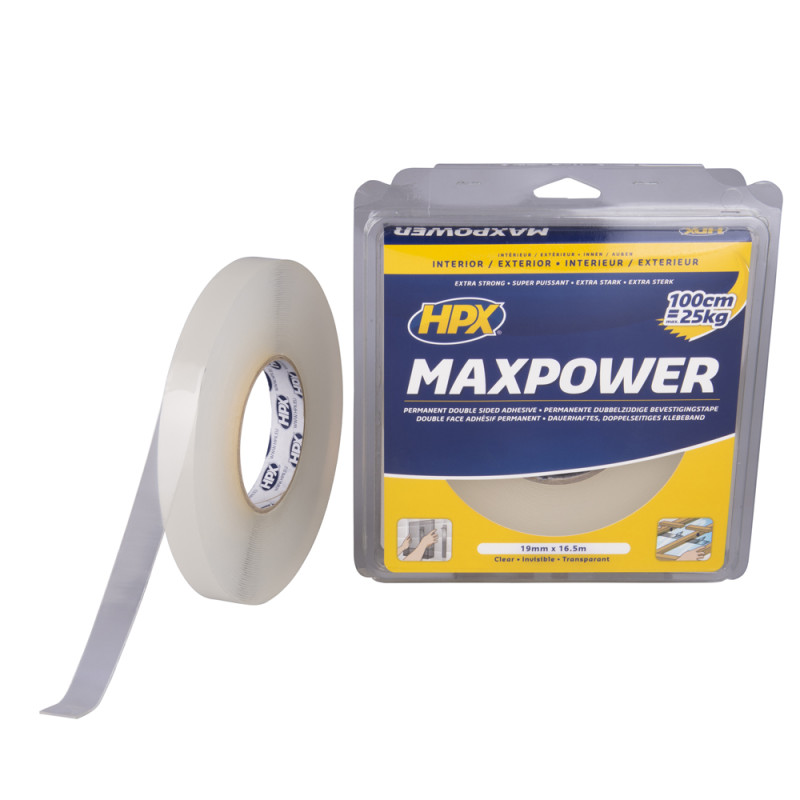 Ruban adhésif Max Power transparent 19 mm x 16,5 m HPX