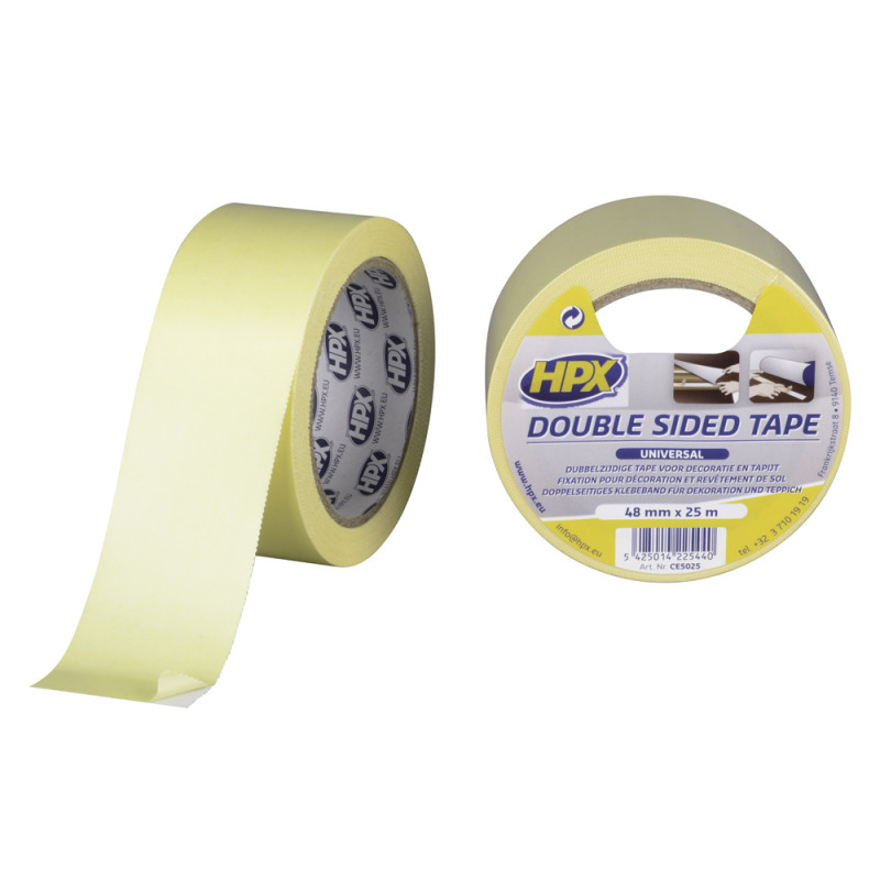 Ruban adhésif double face universel blanc 48 mm x 25 m HPX