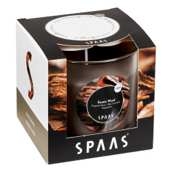 Bougie verre transparent parfumée bois exotique