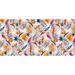 Nappe en PVC non-tissé Nature taupe et rouge 140 cm au mètre