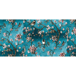 Nappe en PVC non-tissé Bird turquoise 140 cm au mètre