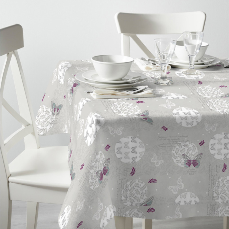 Nappe en PVC non-tissé gaufré Olvera gris 140 cm au mètre