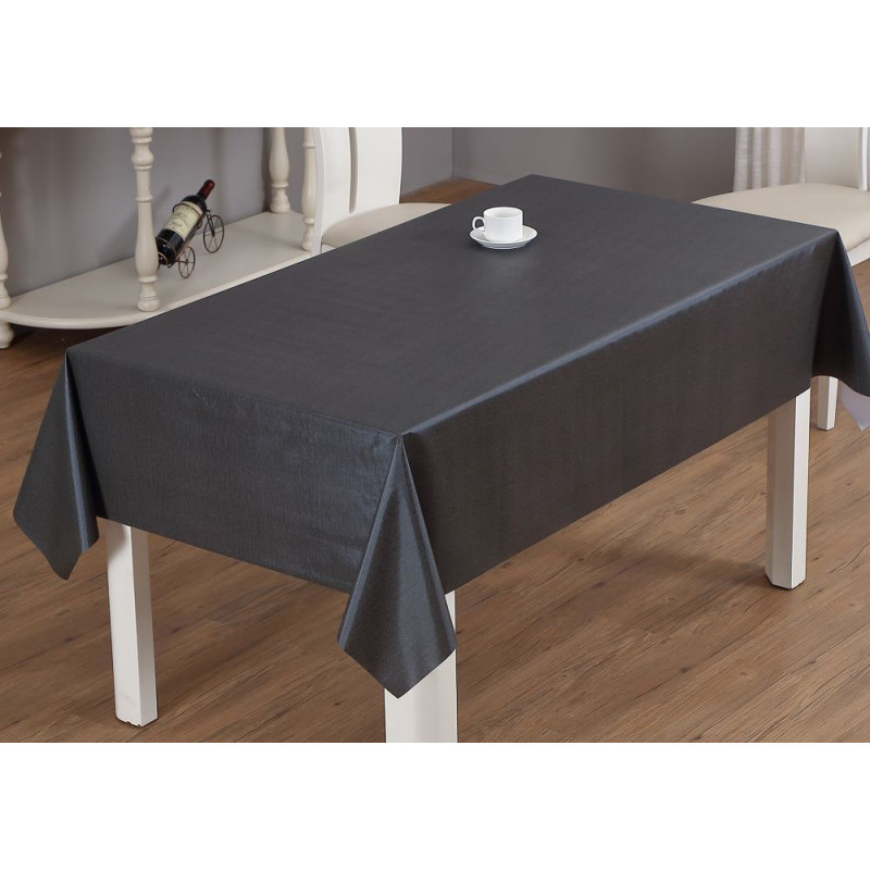 Nappe en PVC tissé gaufré Brest noir 140 cm au mètre