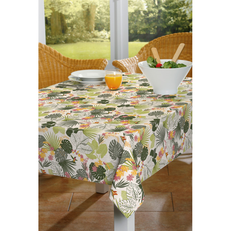 Nappe en PVC avec protège table antidérapant Ginko 140 cm au mètre