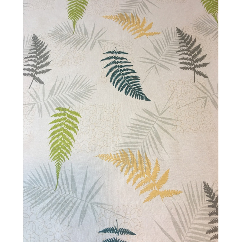 Nappe en PVC non-tissé Leaves gris et vert 140 cm au mètre