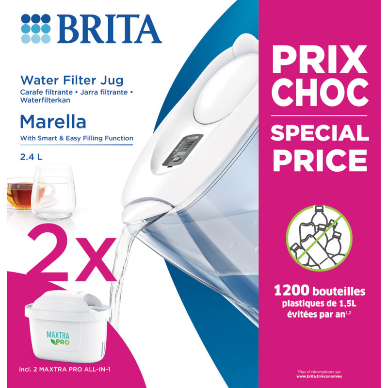 Cartouches filtrantes Maxtra+ 2 pièces avec carafe Marella BRITA