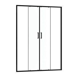 Paroi de douche à double porte coulissante Factory noir 140 x 200 cm AURLANE Paroi de douche à double porte coulissante Factory noir 140 x 200 cm AURLANE