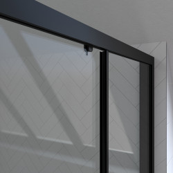 Paroi de douche à double porte coulissante Factory noir 160 x 200 cm AURLANE Paroi de douche à double porte coulissante Factory noir 160 x 200 cm AURLANE