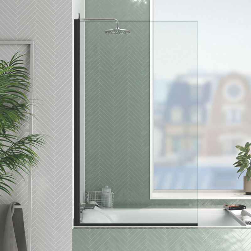 Paroi de baignoire Essentiel noire 140 x 80 cm AURLANE