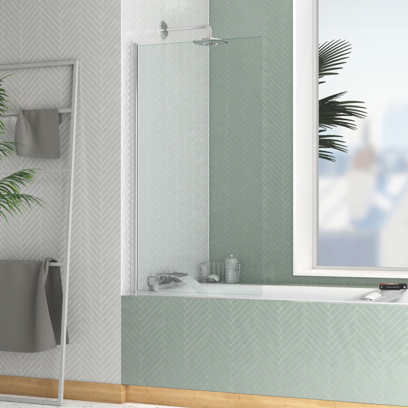 Paroi de baignoire Essentiel chrome 130 x 70 cm AURLANE