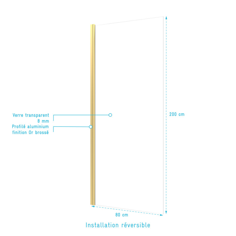 Paroi de douche Parma 2 or 80 x 200 cm AURLANE Paroi de douche Parma 2 or 80 x 200 cm AURLANE
