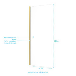 Paroi de douche Parma 2 or 90 x 200 cm AURLANE Paroi de douche Parma 2 or 90 x 200 cm AURLANE