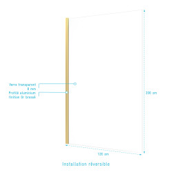 Paroi de douche Parma 2 or 120 x 200 cm AURLANE Paroi de douche Parma 2 or 120 x 200 cm AURLANE