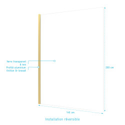 Paroi de douche Parma 2 or 140 x 200 cm AURLANE Paroi de douche Parma 2 or 140 x 200 cm AURLANE