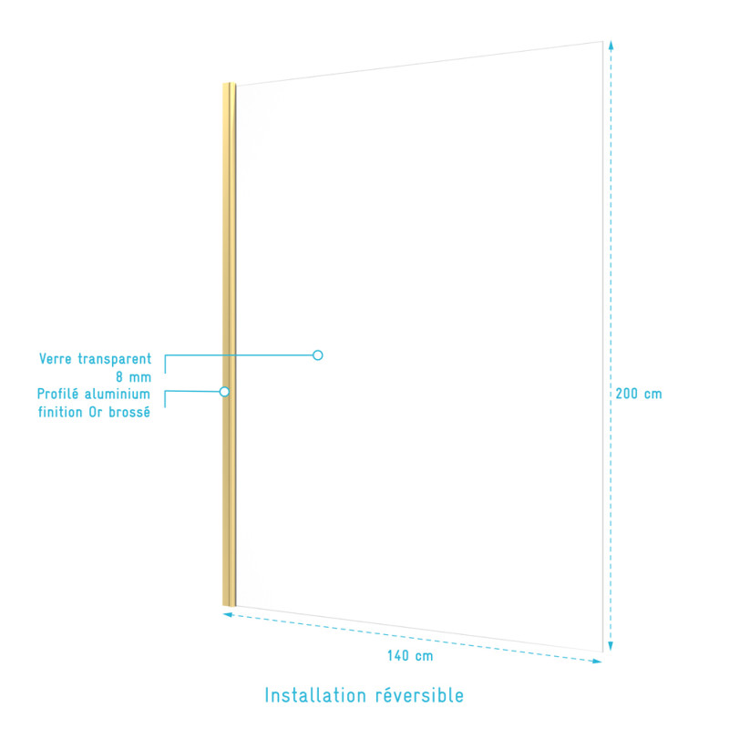 Paroi de douche Parma 2 or 140 x 200 cm AURLANE Paroi de douche Parma 2 or 140 x 200 cm AURLANE