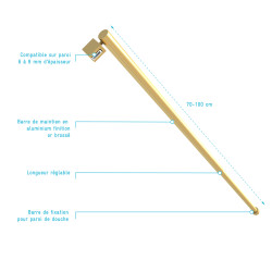 Barre de fixation extensible Parma 2 or 70 - 100 cm AURLANE Barre de fixation extensible Parma 2 or 70 - 100 cm AURLANE