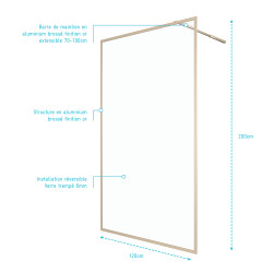 Paroi de douche Golden Edge 120 x 200 cm AURLANE Paroi de douche Golden Edge 120 x 200 cm AURLANE