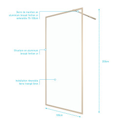 Paroi de douche Golden Edge 100 x 200 cm AURLANE Paroi de douche Golden Edge 100 x 200 cm AURLANE