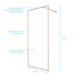 Paroi de douche Golden Edge 90 x 200 cm AURLANE Paroi de douche Golden Edge 90 x 200 cm AURLANE