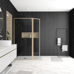 Paroi de douche avec volet Golden Edge 90 + 40 x 200 cm AURLANE Paroi de douche avec volet Golden Edge 90 + 40 x 200 cm AURLANE