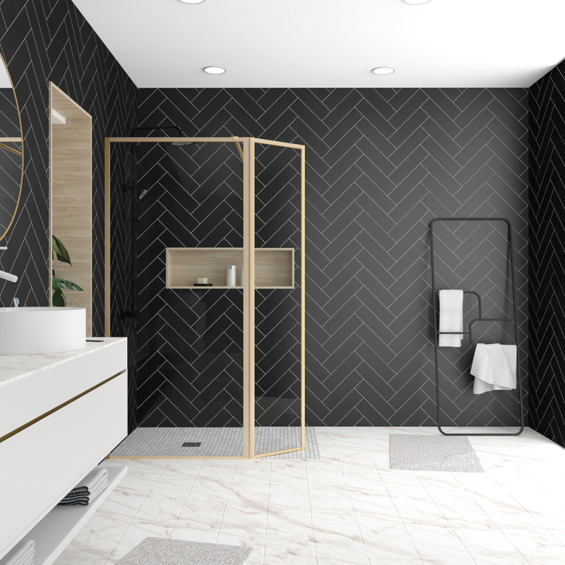 Paroi de douche avec volet Golden Edge 90 + 40 x 200 cm AURLANE Paroi de douche avec volet Golden Edge 90 + 40 x 200 cm AURLANE