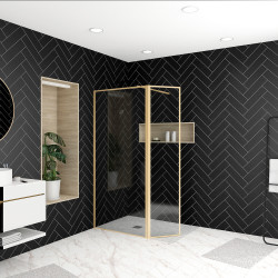 Paroi de douche avec volet Golden Edge 90 + 40 x 200 cm AURLANE Paroi de douche avec volet Golden Edge 90 + 40 x 200 cm AURLANE