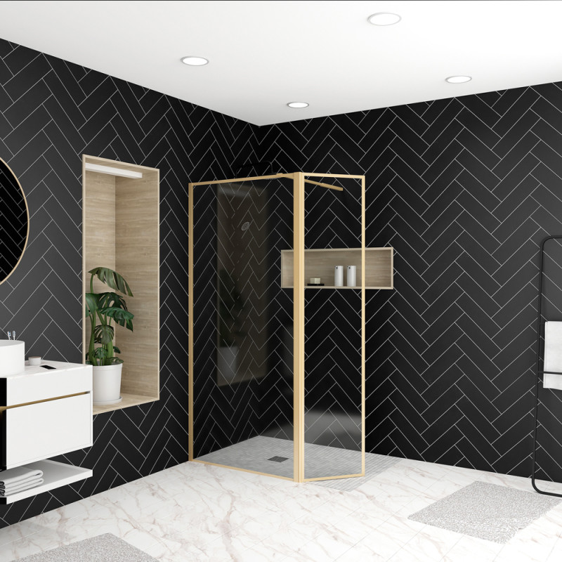 Paroi de douche avec volet Golden Edge 90 + 40 x 200 cm AURLANE Paroi de douche avec volet Golden Edge 90 + 40 x 200 cm AURLANE
