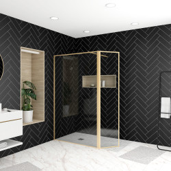 Paroi de douche avec volet Golden Edge 120 + 40 x 200 cm AURLANE Paroi de douche avec volet Golden Edge 120 + 40 x 200 cm AURLANE