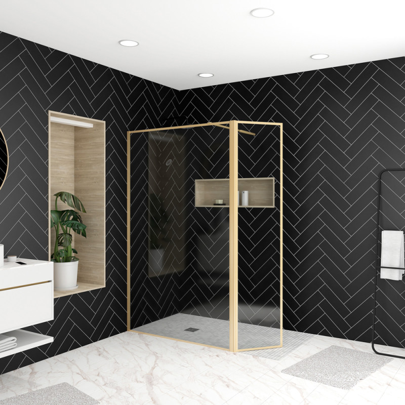 Paroi de douche avec volet Golden Edge 120 + 40 x 200 cm AURLANE Paroi de douche avec volet Golden Edge 120 + 40 x 200 cm AURLANE