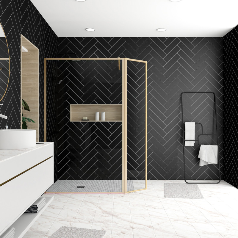Paroi de douche avec volet Golden Edge 120 + 40 x 200 cm AURLANE Paroi de douche avec volet Golden Edge 120 + 40 x 200 cm AURLANE