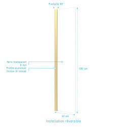 Volet pour paroi de douche Parma 2 or 40 x 200 cm AURLANE Volet pour paroi de douche Parma 2 or 40 x 200 cm AURLANE