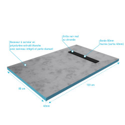 Receveur de douche à carreler avec caniveau noir 80 x 120 cm AURLANE Receveur de douche à carreler avec caniveau noir 80 x 120 cm AURLANE