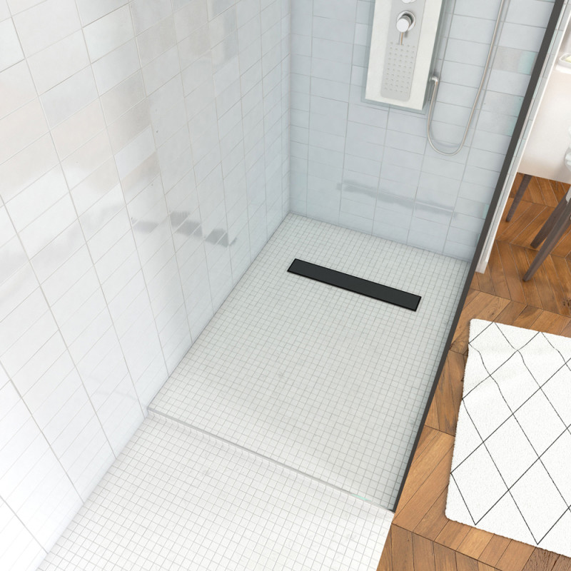 Receveur de douche à carreler avec caniveau noir 80 x 120 cm AURLANE Receveur de douche à carreler avec caniveau noir 80 x 120 cm AURLANE