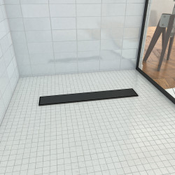 Receveur de douche à carreler avec caniveau noir 80 x 120 cm AURLANE Receveur de douche à carreler avec caniveau noir 80 x 120 cm AURLANE
