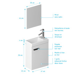 Meuble lave-mains Sweet blanc 41 x 50 x 22 cm AURLANE Meuble lave-mains Sweet blanc 41 x 50 x 22 cm AURLANE