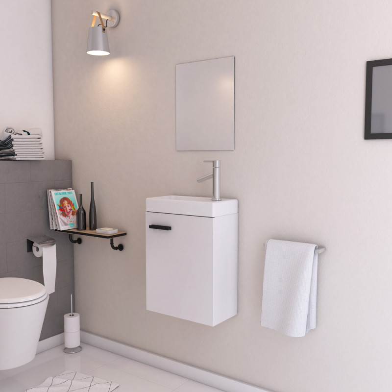 Meuble lave-mains Sweet blanc 41 x 50 x 22 cm AURLANE Meuble lave-mains Sweet blanc 41 x 50 x 22 cm AURLANE