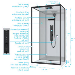 Cabine de douche Trendy rectangulaire avec receveur bas 80 x 110 x 215 cm AURLANE