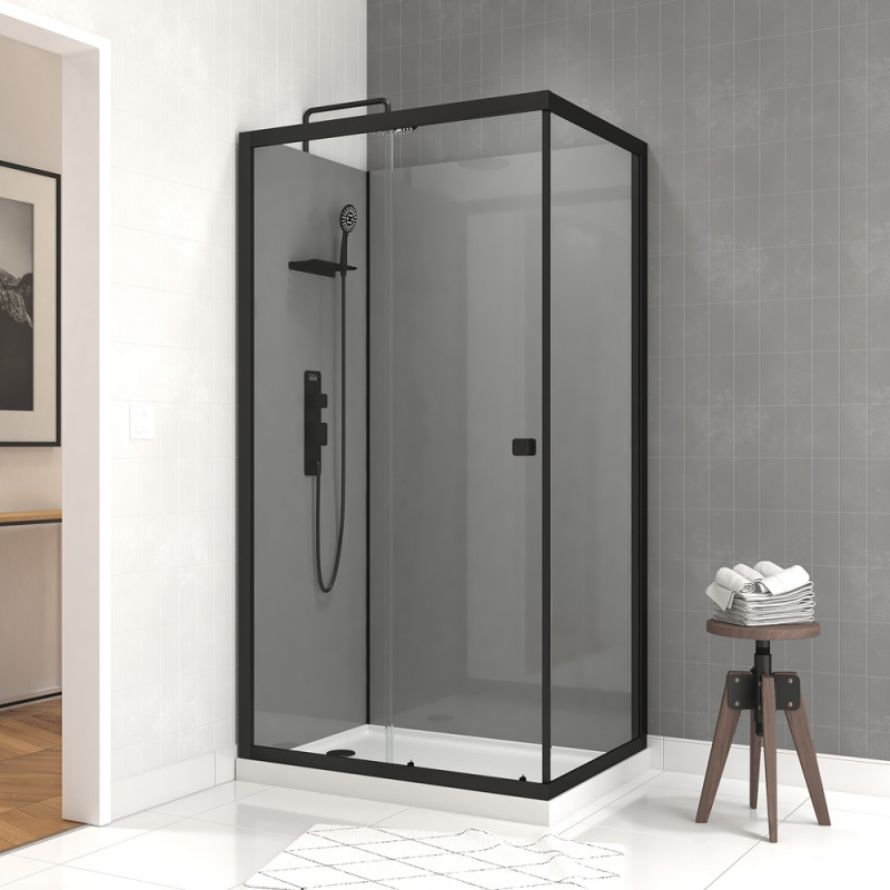 Cabine de douche Grey Touch rectangulaire avec receveur bas 80 x 110 x 215 cm AURLANE