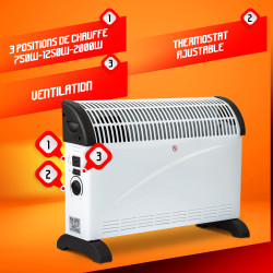 Convecteur avec ventilation turbo 2000 W WARMTECH