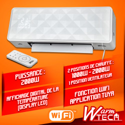Chauffage céramique mural Wifi 2000 W WARMTECH Chauffage céramique mural Wifi 2000 W WARMTECH