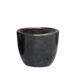 Pot en céramique émaillée noir Ø 21 x 18 cm