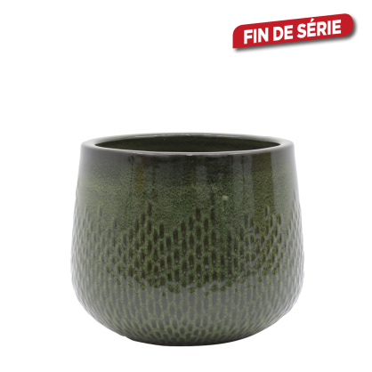 Pot en céramique émaillée vert forêt Ø 21 x 18 cm