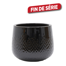 Pot en céramique émaillée noir brillant Ø 21 x 18 cm
