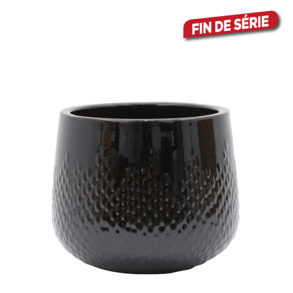 Pot en céramique émaillée noir brillant Ø 21 x 18 cm
