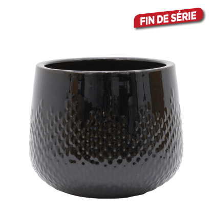 Pot en céramique émaillée noir brillant Ø 28 x 24 cm