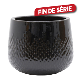 Pot en céramique émaillée noir brillant Ø 37 x 31 cm
